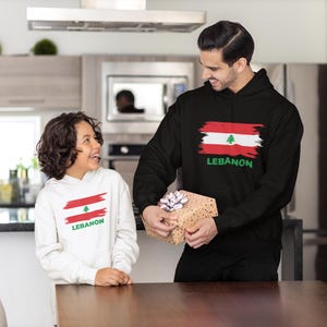 Lebanon T-Shirt, Hoodies & Sweatshirts | Kids and Adults |– Lebanese Flag with Lebanon writing on back