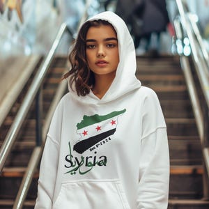 Syrian Revolution Freedom T-Shirt, Sweatshirt & Hoodie - Unique Syrian Map Design with Free Syria Green Flag