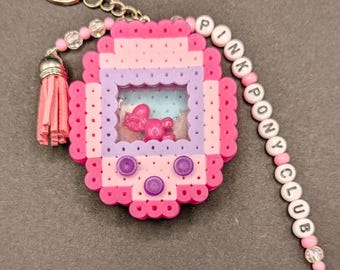 Pink Pony Club Tamagotchi-inspired Perler Bead Keychain - Etsy
