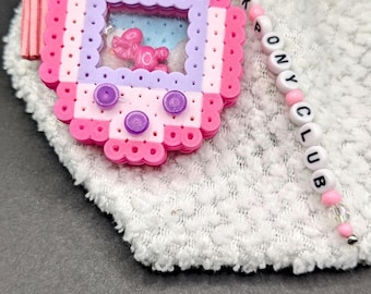 Pink Pony Club Tamagotchi-inspired Perler Bead Keychain - Etsy