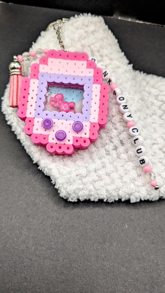Pink Pony Club Tamagotchi-inspired Perler Bead Keychain - Etsy