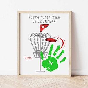 Tarjeta de golf de disco - Artesanía de huellas de manos de disco de golf - Artesanía de huellas de manos para papá - Tarjeta de huellas de manos para papá - Artesanía de huellas de manos del Día del Padre - Albatros