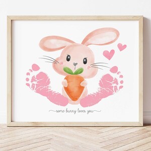 Lavoretto con impronte di Pasqua - Impronta di coniglio pasquale - Prima impronta di Pasqua - Primo ricordo di Pasqua - Impronta di un coniglio che ti ama