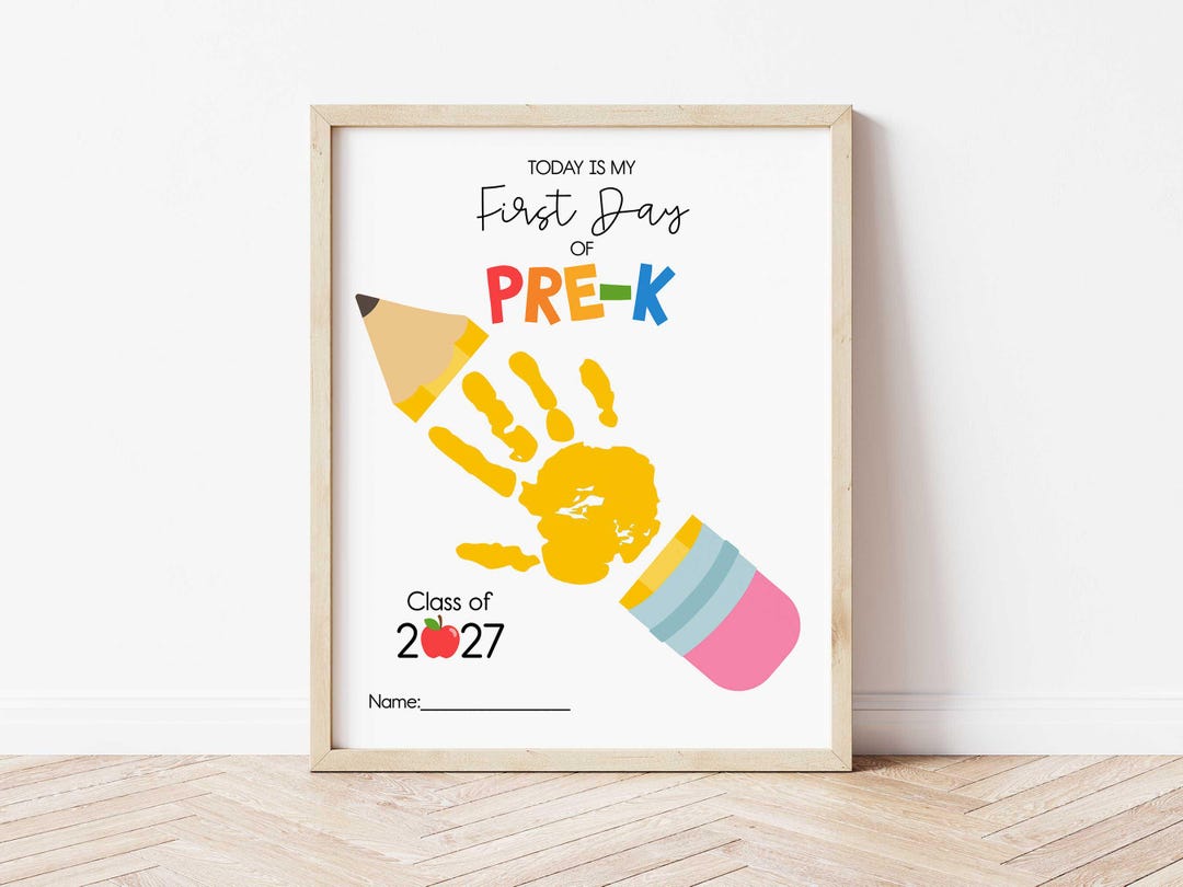 First Day of Pre-k Handprint Art | Pencil Handprint | Class of 2027 ...