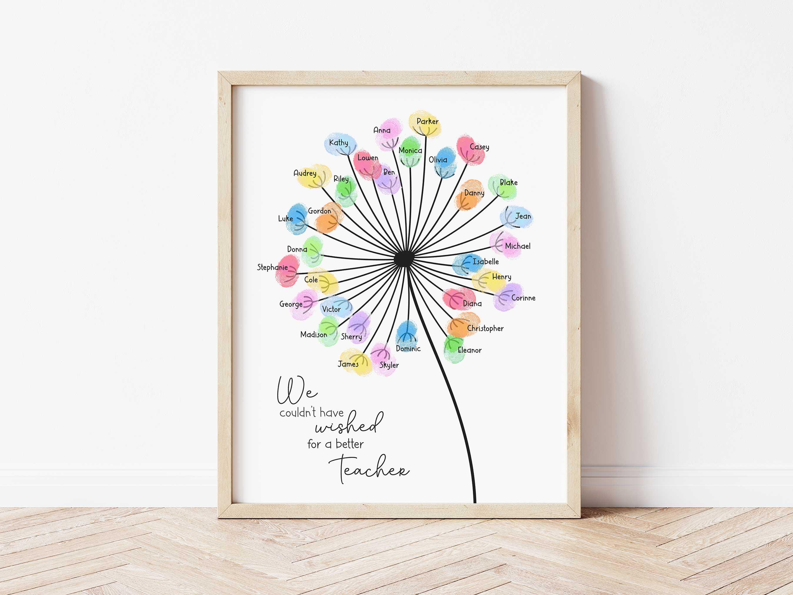 Teacher Appreciation Fingerprint Dandelion | Gift From Class | Thank ...