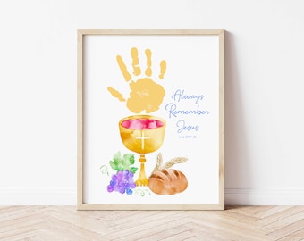 Erinnere dich immer an Jesus Handprint Craft | Letzte Abendmahl Kommunion Printable | Sonntagsschulaktivität | Kleinkind Kirche Aktivität | Vorschulkunst