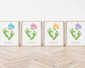 Easter Footprint Craft - First Easter Footprint - First Easter Keepsake - Easter Footprint Flower - Footprint Flower Art