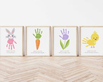 Ostern Handabdruck Kunsthandwerk - Ostern Handabdruck - Ostern Andenken - Ostern Handabdruck Blume - Häschen Handabdruck - Küken Fußabdruck - Blume Handabdruck