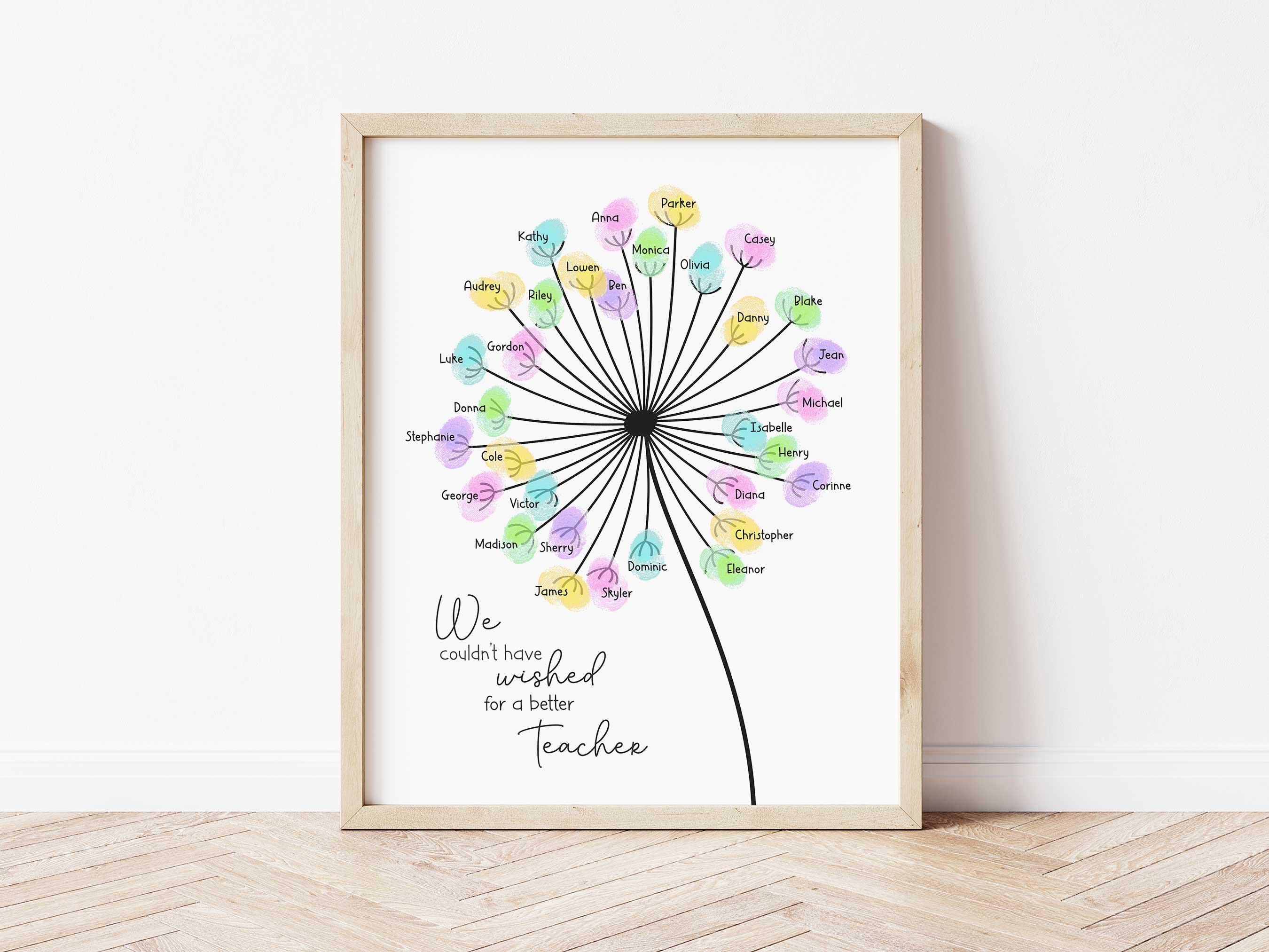 Teacher Appreciation Fingerprint Dandelion | Gift From Class | Thank ...