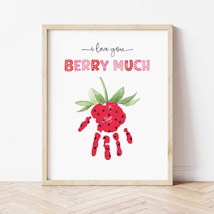 Handafdruk Moederdag - Handafdruk Vaderdag - Handafdruk Aardbei Craft - Handafdruk I Love You Berry Much - Handafdruk Valentijnsdag
