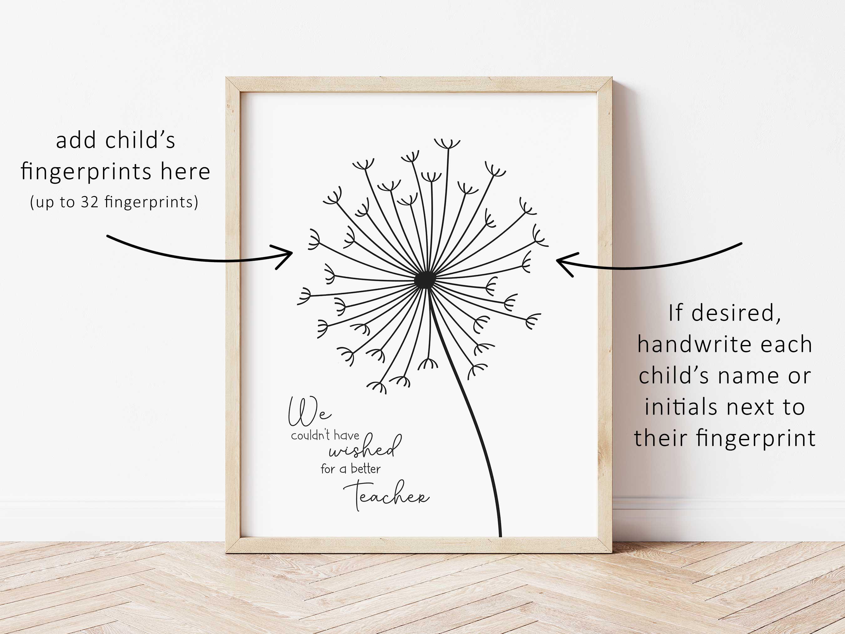 Teacher Appreciation Fingerprint Dandelion | Gift From Class | Thank ...