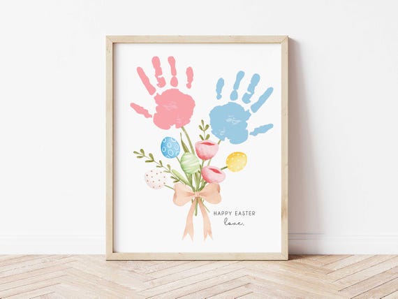 Easter Handprint - Easter Flower Handprint - Easter Flower Craft - Kids Easter Craft - Easter Bouquet Handprint Craft