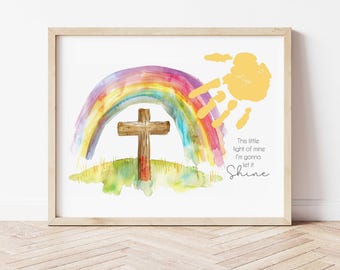 Dieses kleine Licht von mir Handprint Craft | Christliches Ostern Printable | Kleinkind Kirche Aktivität | Vorschulbibel Handwerk