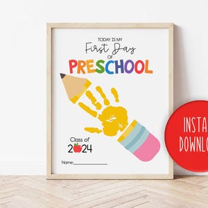 First Day of Preschool Handprint First Day of School Craft Preschool ...