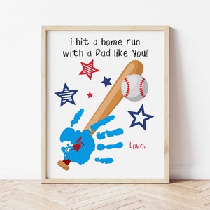 Baseball Handabdruck Craft - Handabdruck Karte für Papa - Vatertag Handabdruck Craft - Druckbare Vatertagskarte - Vorschul Handabdruck Craft