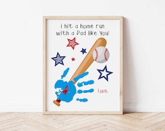 Baseball Handprint Craft -  Handprint Card for Dad - Father's Day Handprint Craft - Printable Father's Day Card - Preschool Handprint Craft