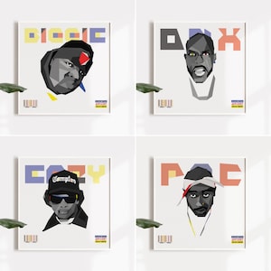 Album Cover Hip Hop RAPPERS PRINT BUNDLE, American Rap Artists Print & Music Lover Wall Art Posters Set
