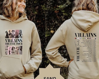 Camiseta retro de dos caras de Disney Villains Evil Tour, sudadera con música de concierto de personajes de Disney Villains, sudadera a juego Evil