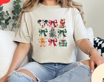 Disney Coquette Bows Gingerbread Christmas Shirt, Mickey's Very Merry Christmas Party 2024 Tee, Disneyland Family matching Holiday Shirt