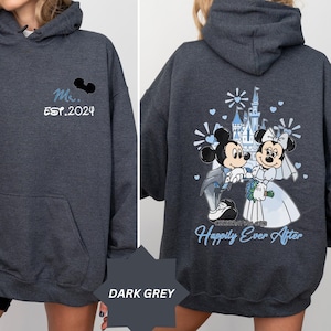 Personalized Disney Mr and Mrs Est 2024 Shirt, Mickey Minnie Couple Matching Shirt, Disney Honeymoon Shirt, Minnie Wedding Anniversary Sweat