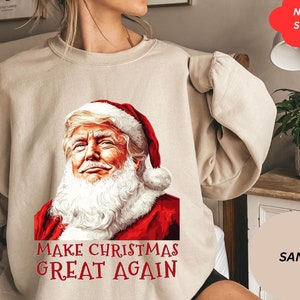 サンタがアメリカを再び偉大にするシャツ、トランプのクリスマスシャツ、トランプのサンタパーカー、共和党のクリスマススウェット、クリスマスを再び偉大にする