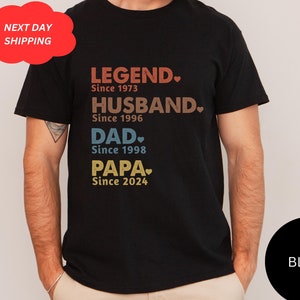 Custom Dad with Years Shirt, Papa With Year, Gift For Husband, Father&#39;s Day Gift, Legend Husband Dad Papa Tee, Personalized Dad Grandpa Tee