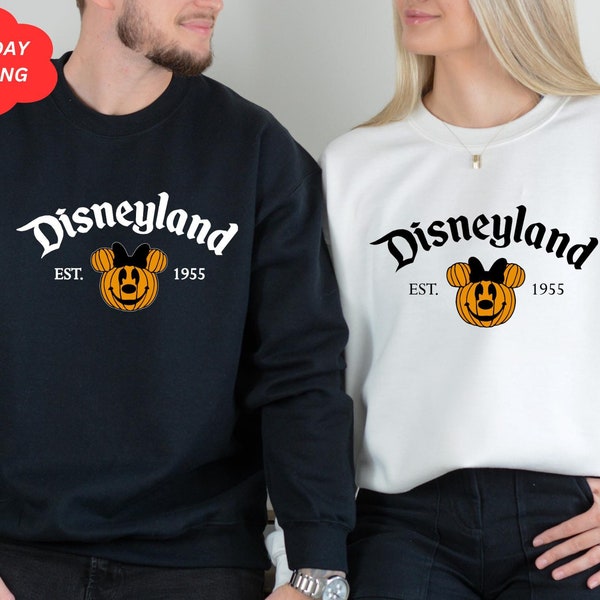 Retro Disneyland Halloween Sweatshirt, Mickey Pumpkin Est 1955