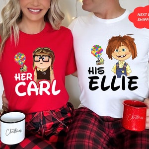 Zijn Carl Her Ellie-shirts, Carl en Ellie-shirts, t-shirt voor koppel omhoog, shirt Disney-cadeau paar cadeau, Disney huwelijksreis-T-shirt, hem en haar, mijnheer en mevrouw