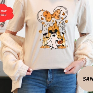 Mickey Ghost Castle Shirt, Disney Watercolor Castle Shirt, Halloween Shirt, Disney Halloween Shirt, Minnie Halloween Shirt, Disney Shirt