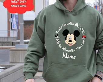 Custom Name Disney Characters Family Vacation Matching 2025 Shirt, Disneyworld Making Memories Together, Mickey Minnie and Friends Hoodie