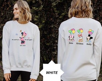 Custom Mama Mouse Sweatshirt, Disney Mama Est 2024 Sweater with Kids Names, Personalized New Mom Hoodie, Mothers Day Gift, Minnie Mama Shirt