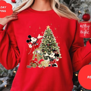 Retro Mickey Minnie Under Christmas Tree Sweatshirt, Disney Mouse Christmas Sweatshirt, Disney Christmas Couple Sweatshirt, Disneyland Sweat