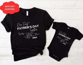Personalized Father&#39;s Day Shirt, Our First Father&#39;s Day, Custom Father&#39;s Day Matching Shirt, Father&#39;s Day Gift, 1st Fathers Day