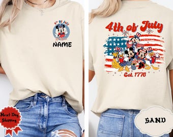 Aangepast Disney 4 juli-shirt, Disney Party, Disney Patriotic Shirt, Disney America, Disney Minnie Mickey Shirt, bijpassende Disney-shirts