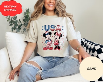 Maglietta con nome Mickey Minnie per il 4 luglio, maglietta coordinata Disney Patriotic Family, felpa per il giorno dell'Indipendenza, maglietta americana Mickey Minnie
