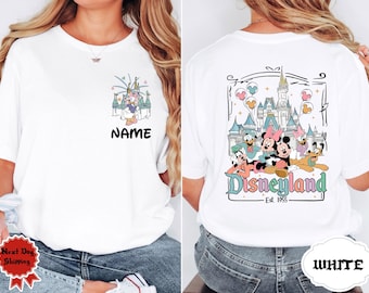 Aangepaste Disneyworld Mickey en vrienden shirt, aangepaste naam Disney familie 2025 shirts, retro Disneyworld reis T-shirt, Disney familie vakantie shirt
