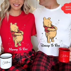 Dad Mom Pregnancy Shirt, Winnie The Pooh Mommy to Be Shirt, Daddy to Be Tee, Disney Mama Shirt, Mom To Be Dad To Be Sweater