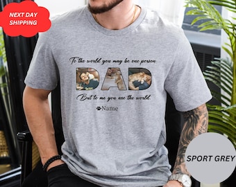 Maglietta per papà di cani, maglietta personalizzata con foto di cani, regalo per papà di cani, regalo personalizzato per la festa del papà, maglietta personalizzata per papà di cani con nomi di animali domestici, maglietta per amanti dei cani