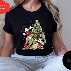 Retro Mickey Minnie Under Christmas Tree Sweatshirt, Disney Mouse Christmas Sweatshirt, Disney Christmas Couple Sweatshirt, Disneyland Tee