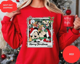 Sweat-shirt joyeux Noël Disney, personnages de Walt Disneyworld, pull de Noël rétro avec Mickey et ses amis, sweat à capuche Disney Christmas Lights