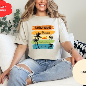 Benutzerdefiniertes Familienurlaubs-Shirt, personalisiertes Familien-Shirt, Familienausflug 2025, individuelles Sommerferien-T-Shirt, Familienfoto-T-Shirt, Gruppen-T-Shirt