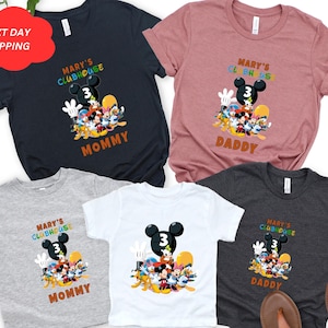 Compleanno di Mickey Mouse Clubhouse, maglietta personalizzata per la famiglia di compleanno Disney, compleanno di famiglia abbinato, maglietta di compleanno Disneyland, Topolino e amici