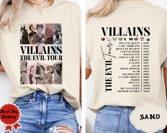 Retro Disney Villains Evil Tour Two-sided Shirt, Disney Villains Characters Concert Music Sweatshirt, Evil Matching Tee