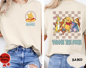 Retro Winnie the Pooh Shirt, Disney Checkered Pooh Friends Shirt, Disney Family Matching Shirt, Disneyland Vacation Shirt, Piglet Tigger Tee