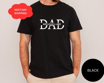 Custom Dad Shirt with Kid Names, Father&#39;s Day Gift, New Dad Tshirt, Personalized Dad T-Shirt, Custom Kids Names Shirt, Fathers Day Shirt