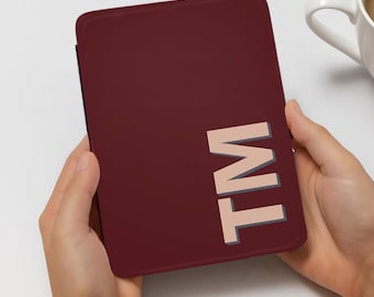 Spersonalizowane etui Kindle z monogramem i inicjałami, spersonalizowana nazwa do Kindle Paperwhite 2024 12. generacji, 7 cali, Colorsoft Signature, pasek, 3D, duży cień