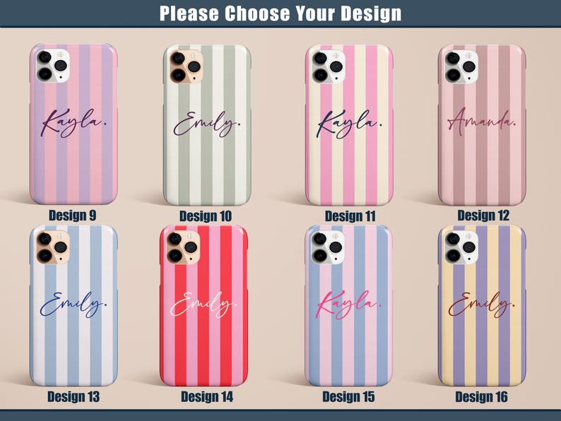 Stripe Monogram Initials Custom Name Phone Case for iPhone 17 16 15 14 13 12 11 Pro Max Plus Magsafe Galaxy S25 S24 S23 S22 S21 Pixel 10 9 8 image 3