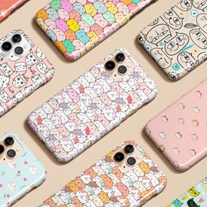 Kawaii Cartoon Cat Case for iPhone 16 15 14 13 12 11 XS Max XR Pro Plus Mini Magsafe Samsung Galaxy S24 S23 S22 S21 S20 Ultra Pixel 6 7 8 9