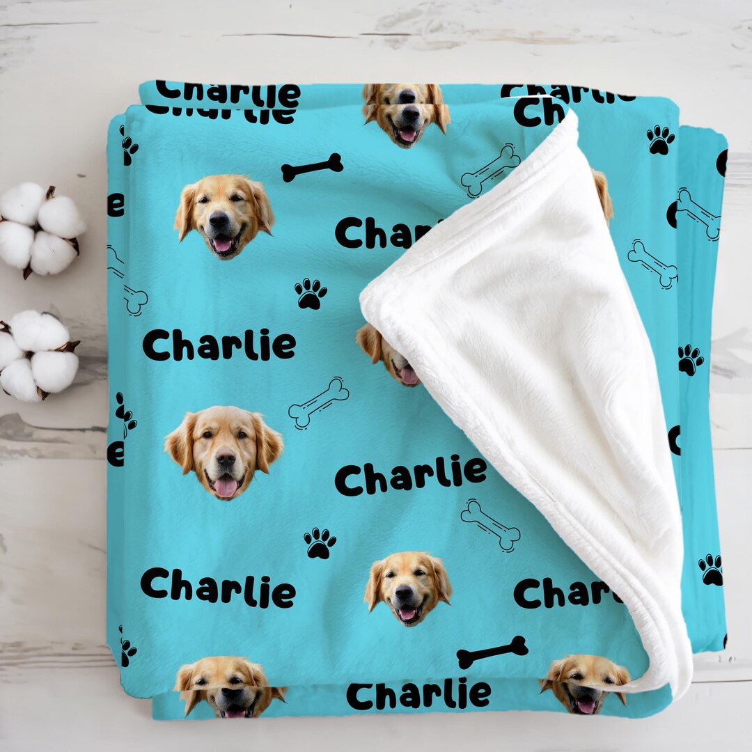 Custom Dog Blanket Using Dog Photo Picture Face Name Personalized Dog ...