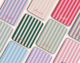 Striped Personalized Kindle Case Custom Name Monogram Initial for Kindle Paperwhite 12th Gen 7" 2024 Colorsoft Signature with Strap Cover